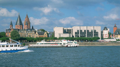 The Rhine waterfront in Mainz, Germany.