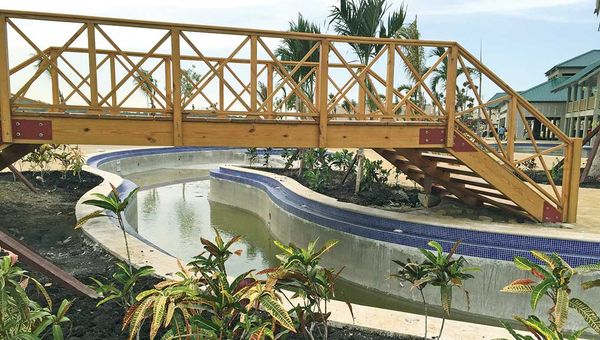 A footbridge over part of the pool at Amber Cove. A footbridge over part of the pool at Amber Cove.