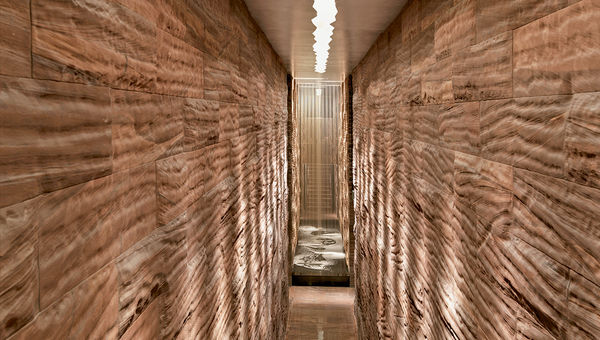Guests can relax to the sound of falling water in a nature-inspired atmosphere at the Space Between serenity lounge at the Cosmopolitan. Guests can relax to the sound of falling water in a nature-inspired atmosphere at the Space Between serenity lounge at the Cosmopolitan.