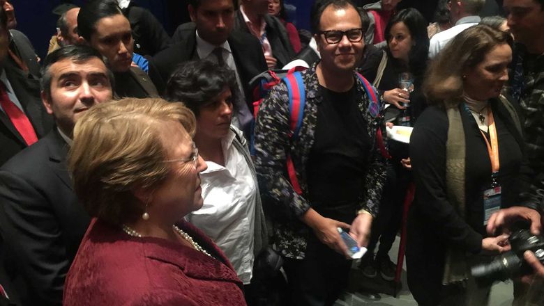 Chilean President Michelle Bachelet (foreground) at the Adventure Travel World Summit.
