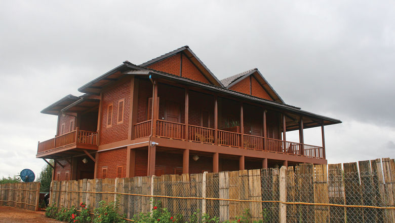 The exterior of Thahara Pindaya, a farmhouse in Myanmar’s Shan state.