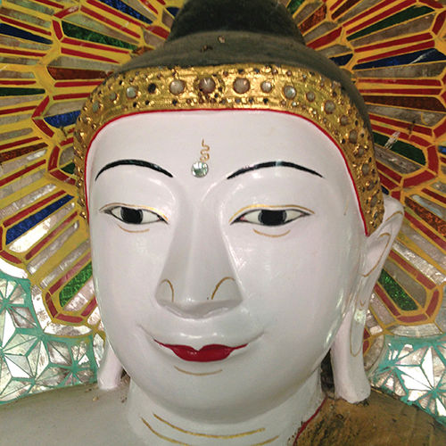 A close-up of one of the buddhas.