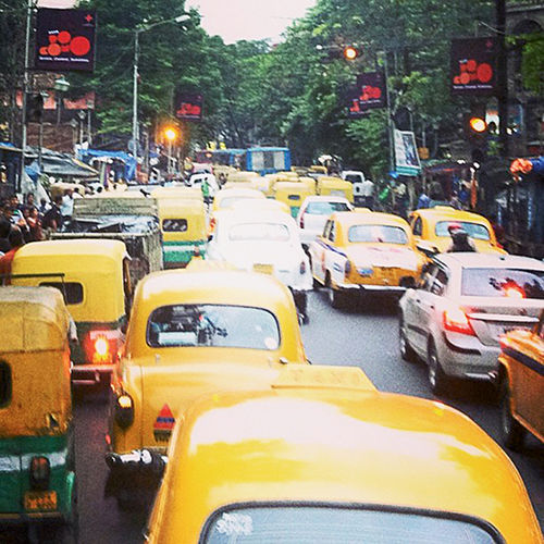 The bustling streets of Kolkata. The bustling streets of Kolkata.