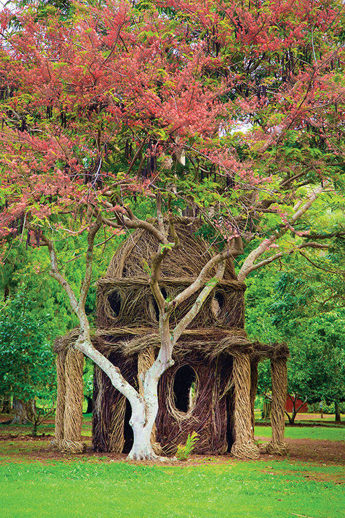 A sculpture by Patrick Dougherty at McBryde Garden. A sculpture by Patrick Dougherty at McBryde Garden.
