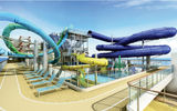 Waterslides on the ship will include the blue Aqua Racer, which can be used with rafts or without and can accommodate 1,000 riders an hour.