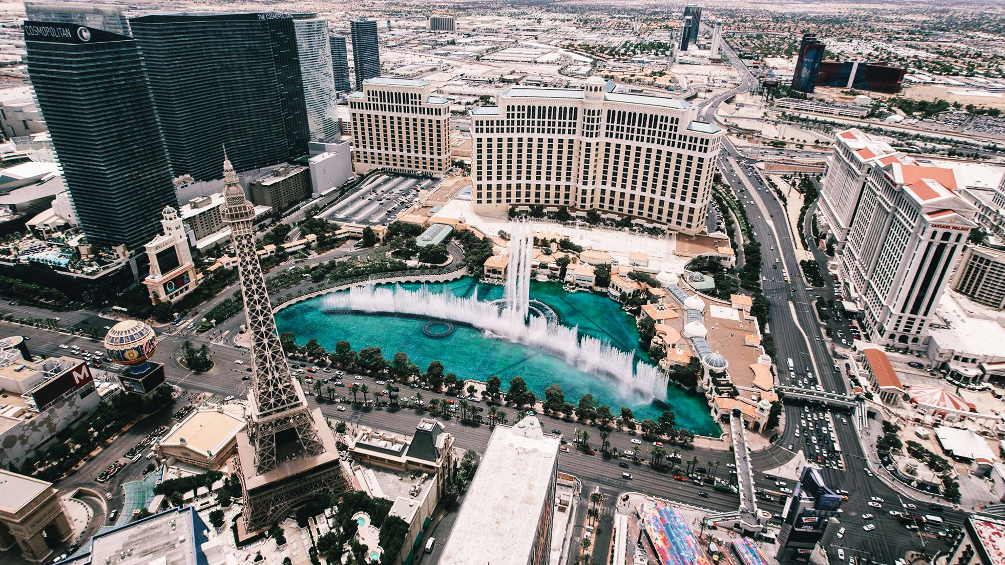 MGM's Strip hotels were at 96% occupancy in the third quarter. Above, the Bellagio and its famous fountains.