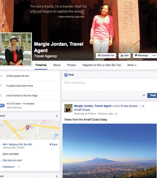 Travel agent Margie Jordan’s Facebook page. Travel agent Margie Jordan’s Facebook page.