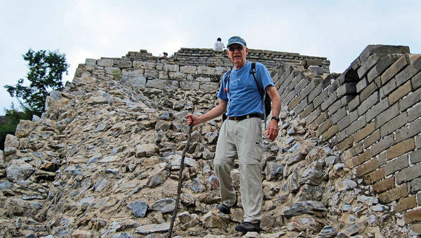 Clint Blandford on a hike of an unrestored section of the Great Wall. The retired teacher has been to 120 countries by the Century Club's count. Clint Blandford on a hike of an unrestored section of the Great Wall. The retired teacher has been to 120 countries by the Century Club's count.