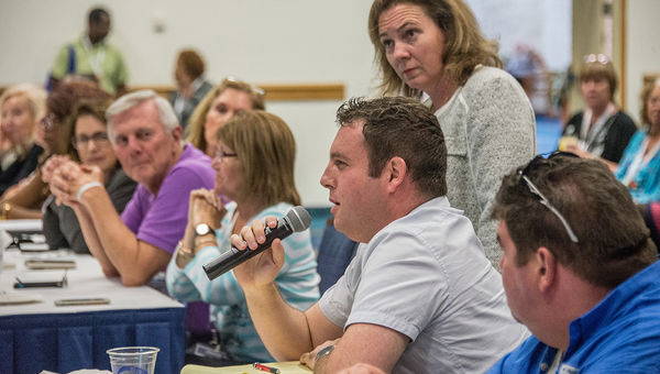 In the Think Tank format, delegates got a chance to take the floor — the microphones were provided by moderators Joanie Ogg and Mary Pat Sullivan (pictured) — to talk with their peers about best business practices, problems and industry topics.