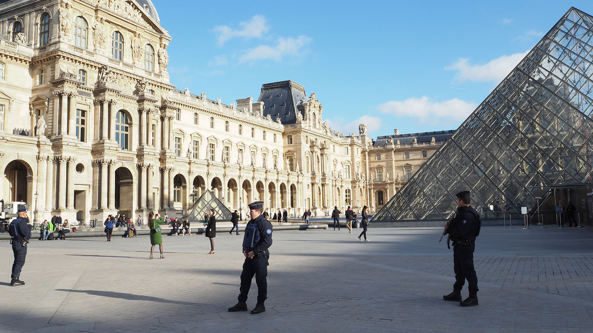 Security forces at the Louvre last week.