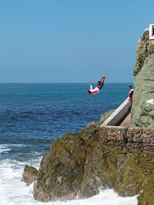 Cliff divers in Mazatlan.