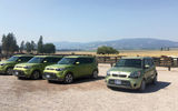 A fleet of Kia Souls provides self-drive transport around Paws Up. These are parked outside the Wilderness Outpost, where many activities begin.