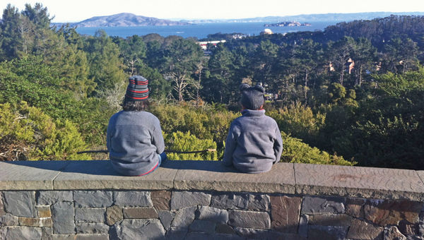 The reporter’s children take in the Presidio.