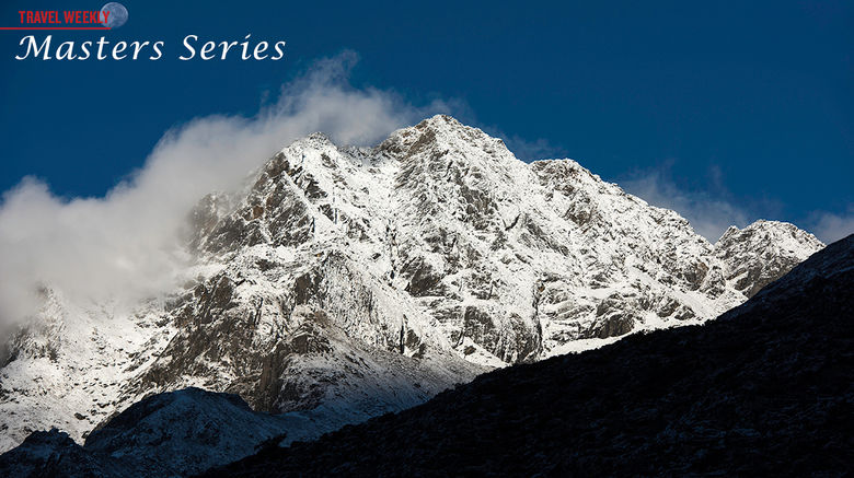 Award-winning photographer and Master Series contributor Mark Edward Harris traveled to Nepal in late October as part of the Adventure Travel Trade Association's AdventureWeek Rebound Nepal program, in conjunction with Great Himalaya Trails. Pictured here, Khumbutse seen from the Himalayan village Pangboche.