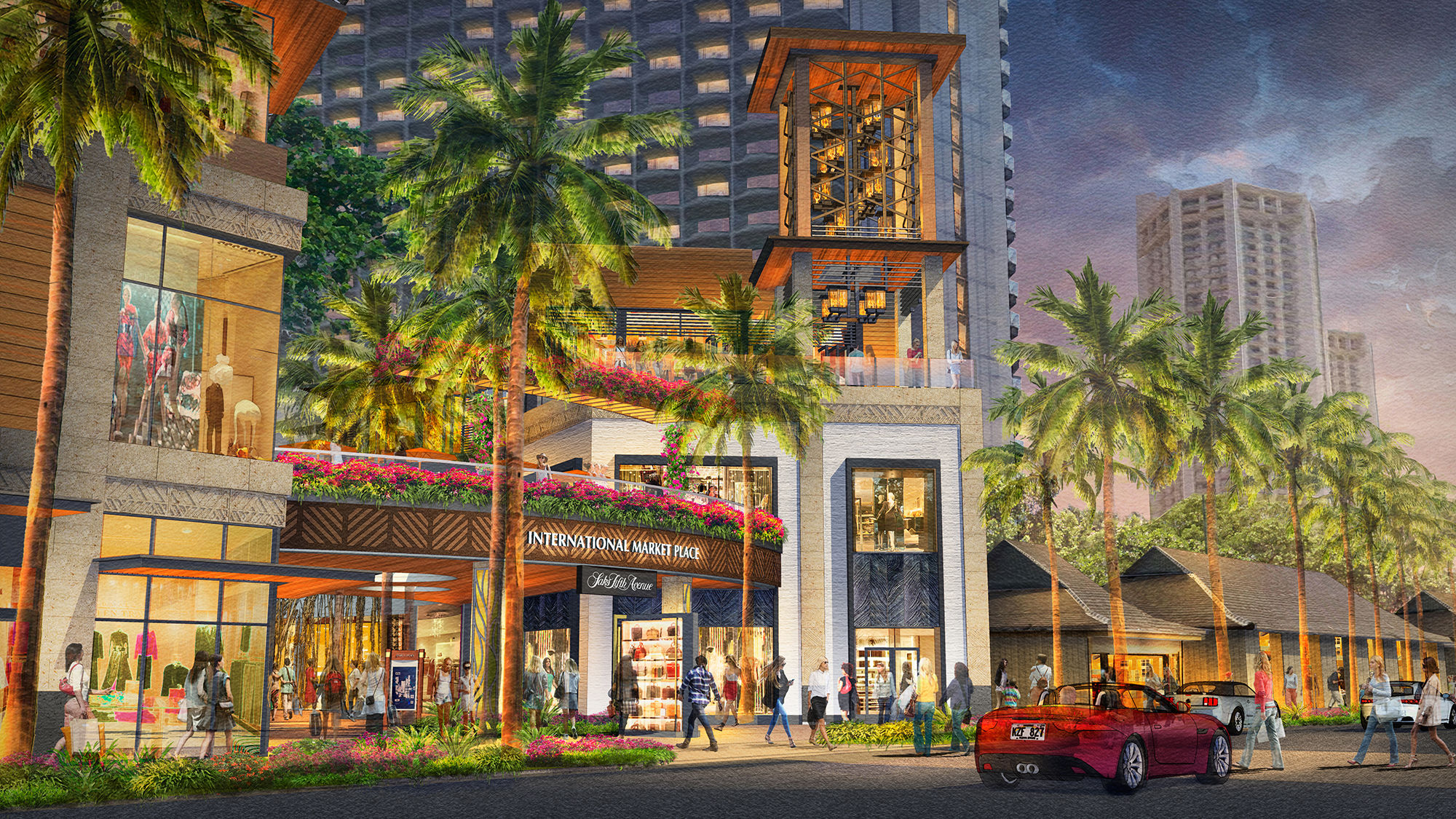 Rendering of the Kalakaua entrance to the International Market Place.