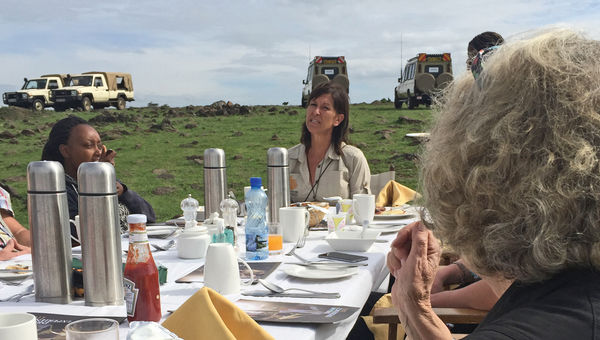 Breakfast on the savanna at Karen Blixen Camp.