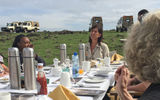 Breakfast on the savanna is hosted by camp General Manager Tina Frisk.