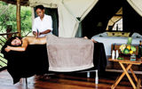 Wellness treatments at the spa at the Karen Blixen Camp in the Masai Mara are performed in private, outdoor verandas and focus on improved energy.