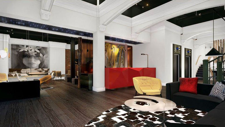 Hotel Zeppelin's lobby.