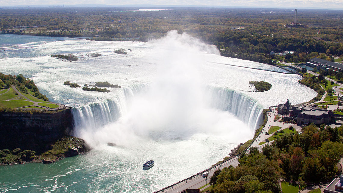 Niagara Falls sits on the U.S.-Canada border. The city on the U.S. side normally welcomes 9 million visitors annually.