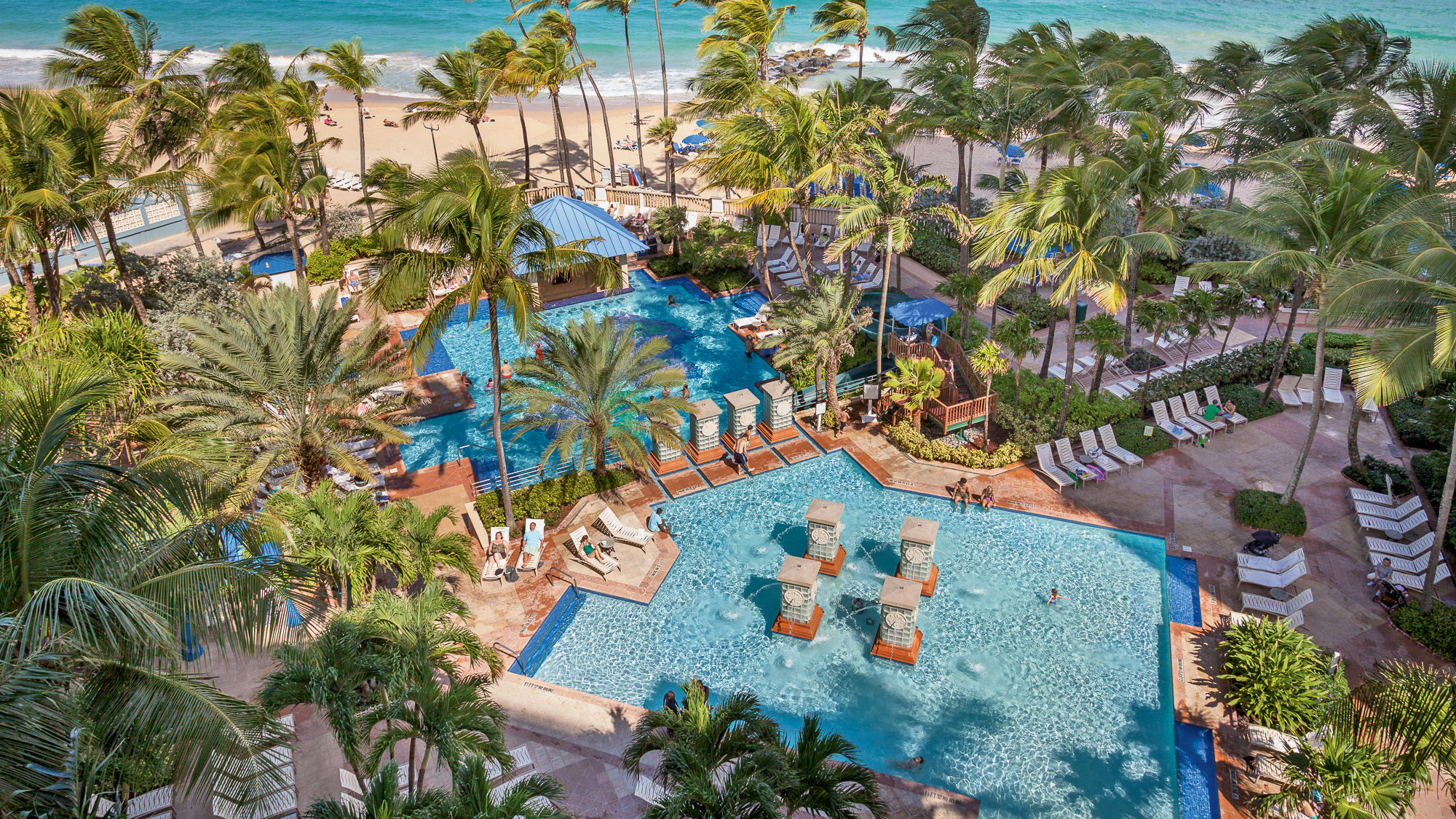 An aerial view of the 525-room San Juan Marriott and Stellaris Casino, located in the city’s Condado district.