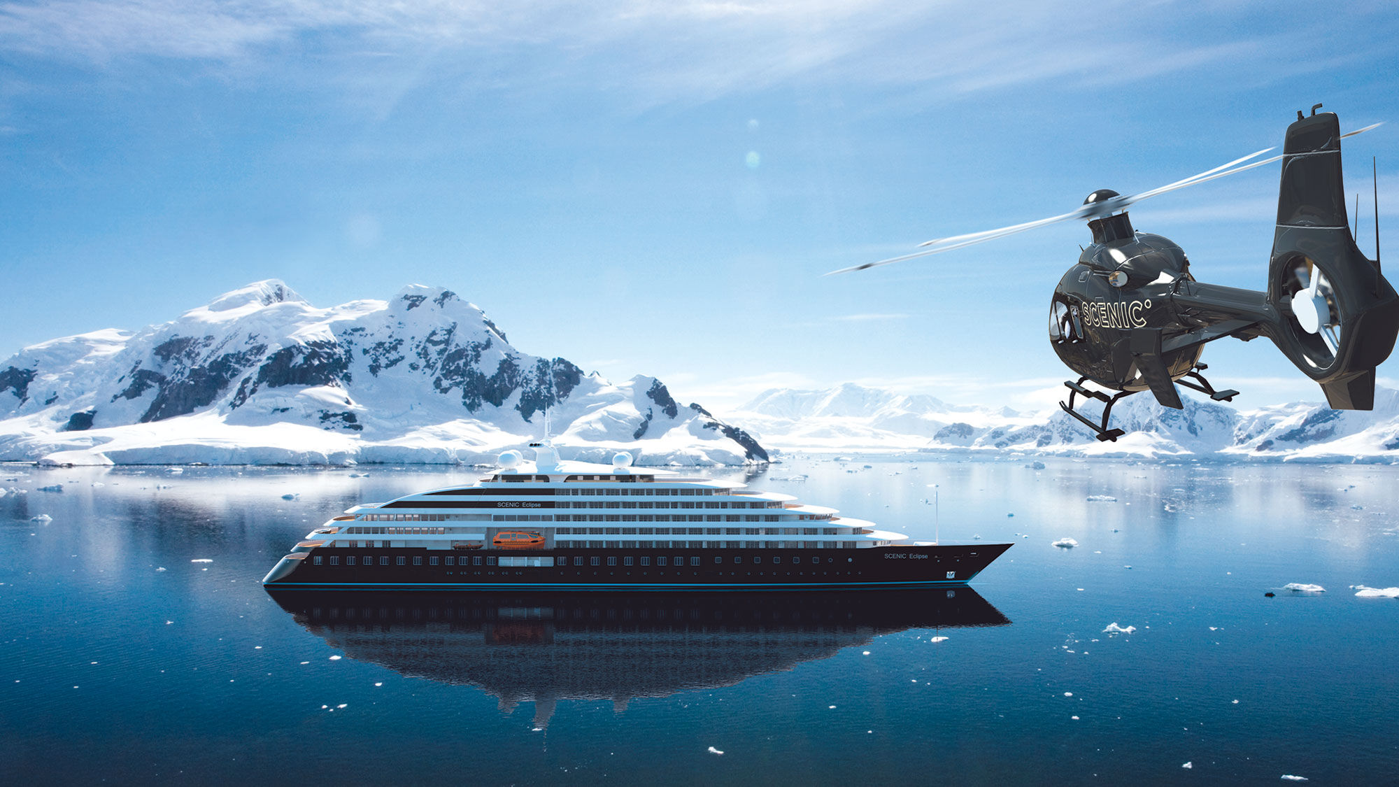 The Scenic Eclipse will be equipped with helicopters and a submarine.