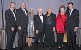 Flanked by Bruce Shulman, left, and Arnie Weissmann of Travel Weekly are Lifetime Achievement Award winners John Noel (2007), Susan Tanzman (2015), Brian Stack (2015), Kathy Sudeikis (2005) and Valerie Wilson (2012).