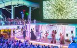 Star Wars characters during the ''Summon the Force'' deck party show, which was followed by fireworks.