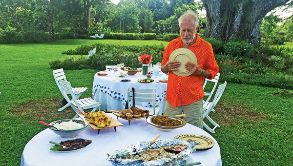 Chris Blackwell at a farm-to-table lunch at Pantrepant, a former sugar plantation that now is home to an organic farm.