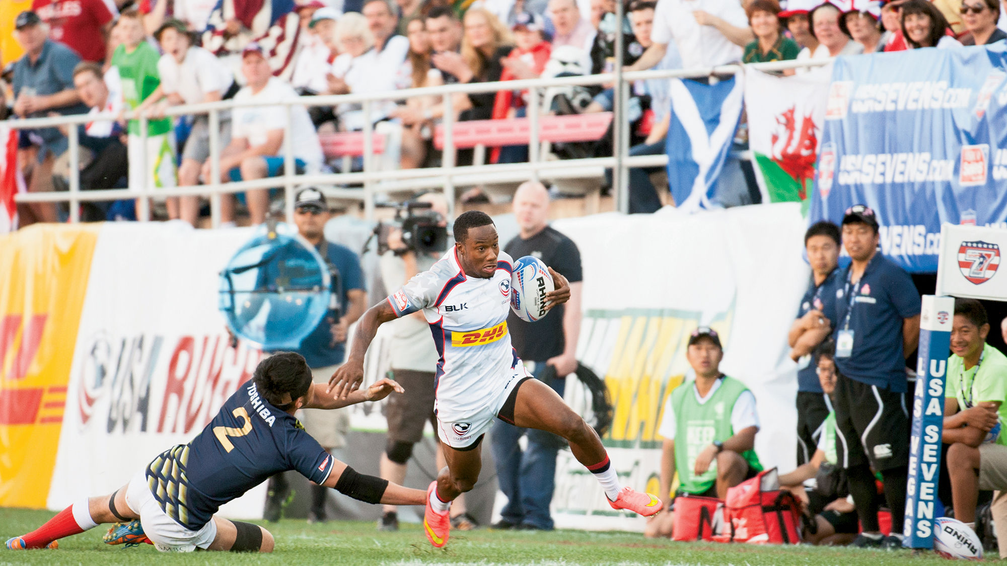 USA Men’s Eagles’ Carlin Isles, a former track star, has been dubbed “the world’s fastest rugby player.”
