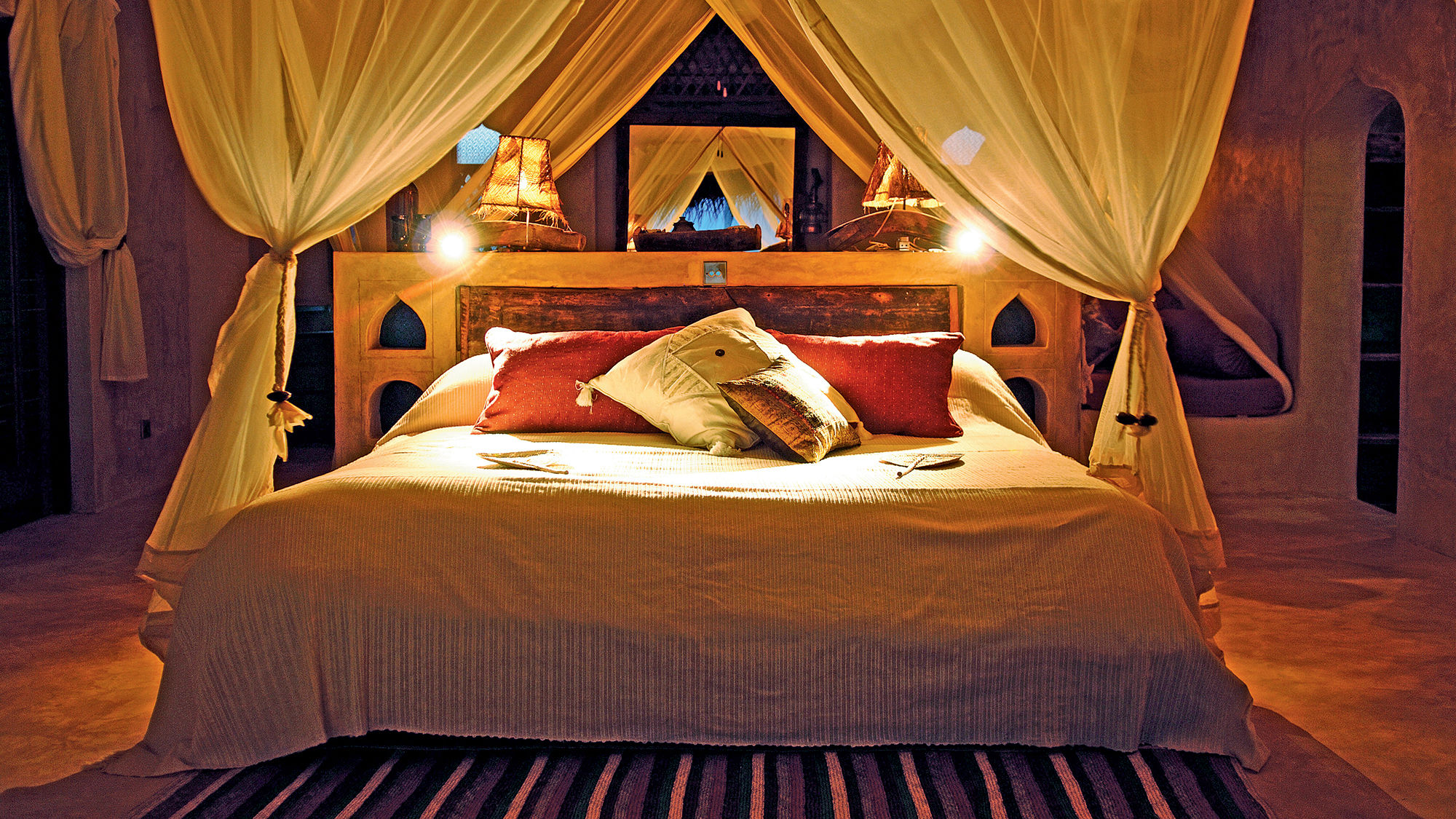 Matemwe Lodge in Zanzibar, Tanzania, has bungalows right by the ocean.