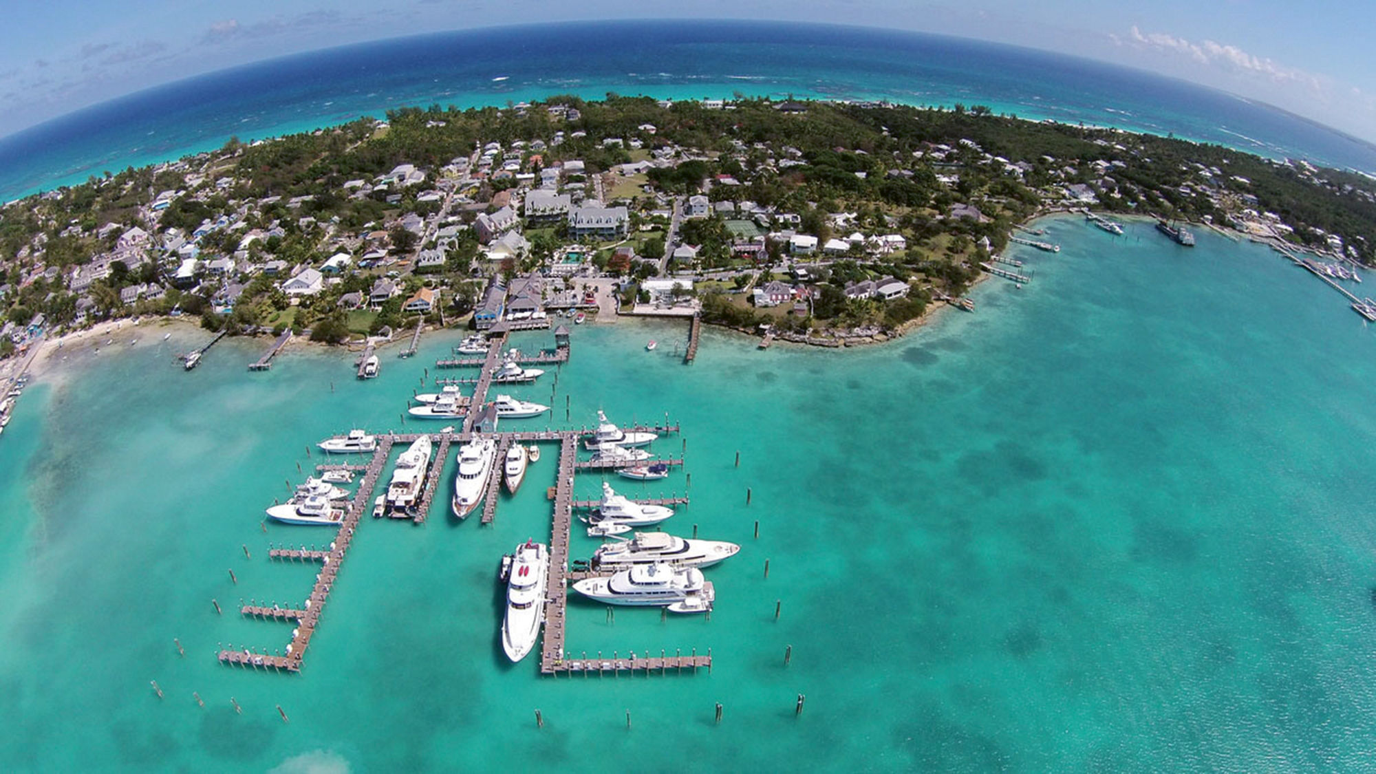An aerial view of Valentines Resort in Eluthera, the Bahamas.