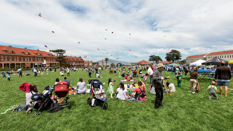 Crissy Field in the Presidio is a popular waterfront destination for various activities.