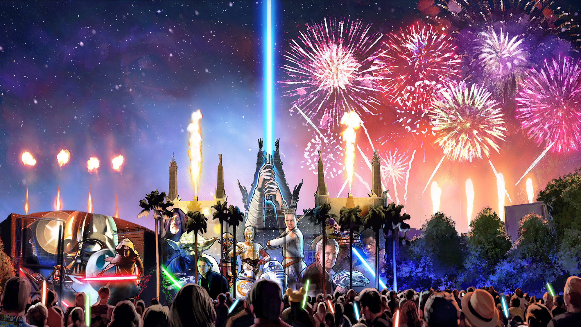 The new Star Wars-themed fireworks/laser show at Hollywood Studios will be more elaborate than the current one, Disney said.