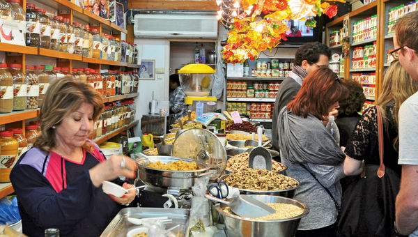 Pereg Spices at the Levinsky Market has za’atar, a blend of sesame seeds, sumac and thyme. Pereg Spices at the Levinsky Market has za’atar, a blend of sesame seeds, sumac and thyme.