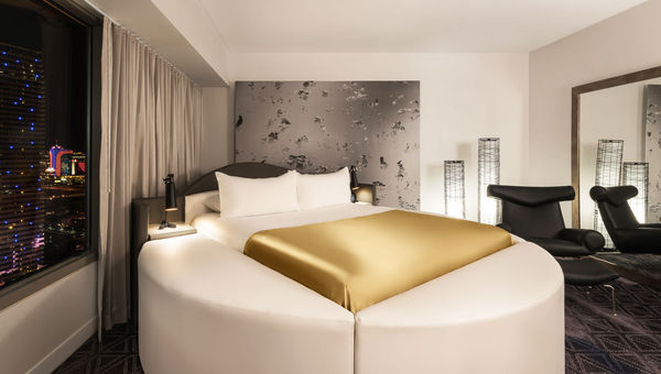 Rendering of a Panorama Suite bedroom at the Planet Hollywood Resort & Casino. Rendering of a Panorama Suite bedroom at the Planet Hollywood Resort & Casino.