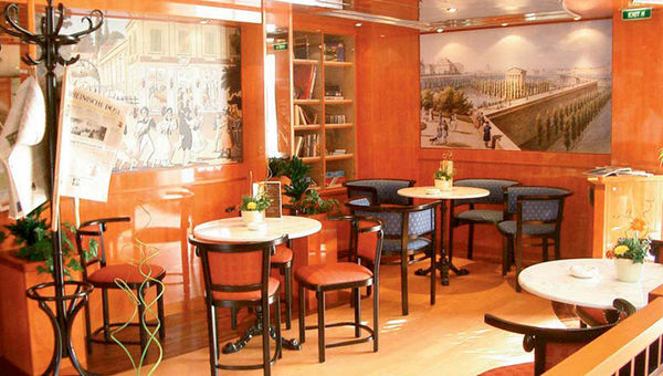 The cafe onboard the Belvedere, which is being chartered by Transgender Vacations for a Danube river cruise The cafe onboard the Belvedere, which is being chartered by Transgender Vacations for a Danube river cruise