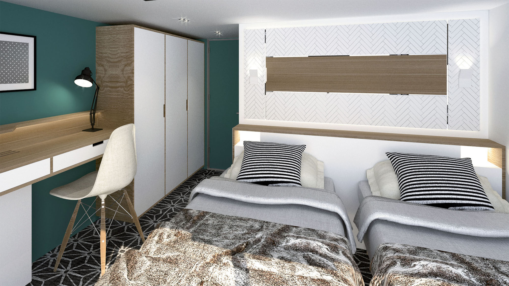 A rendering of a cabin on the forthcoming Elbe Princesse.