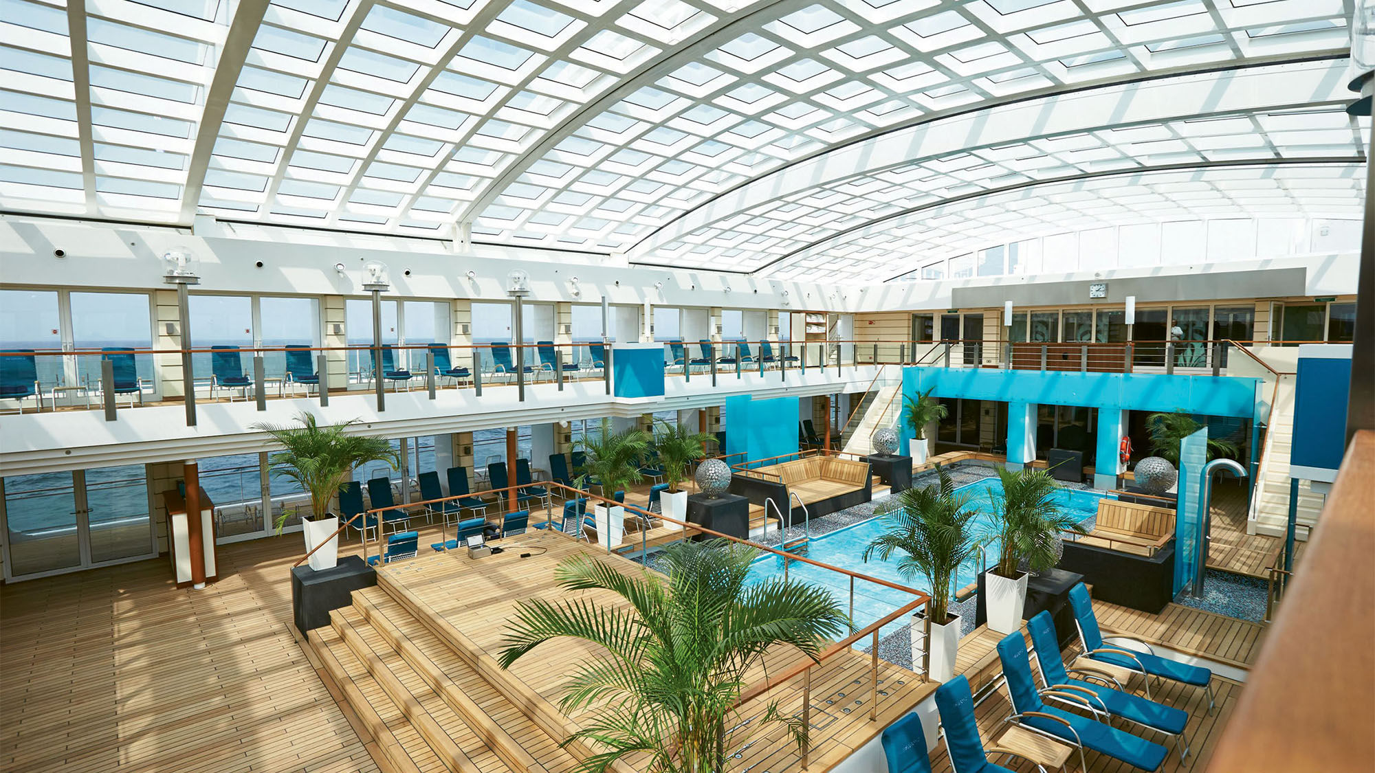 The pool deck of the Europa 2, Hapag-Lloyd’s internationally marketed vessel.