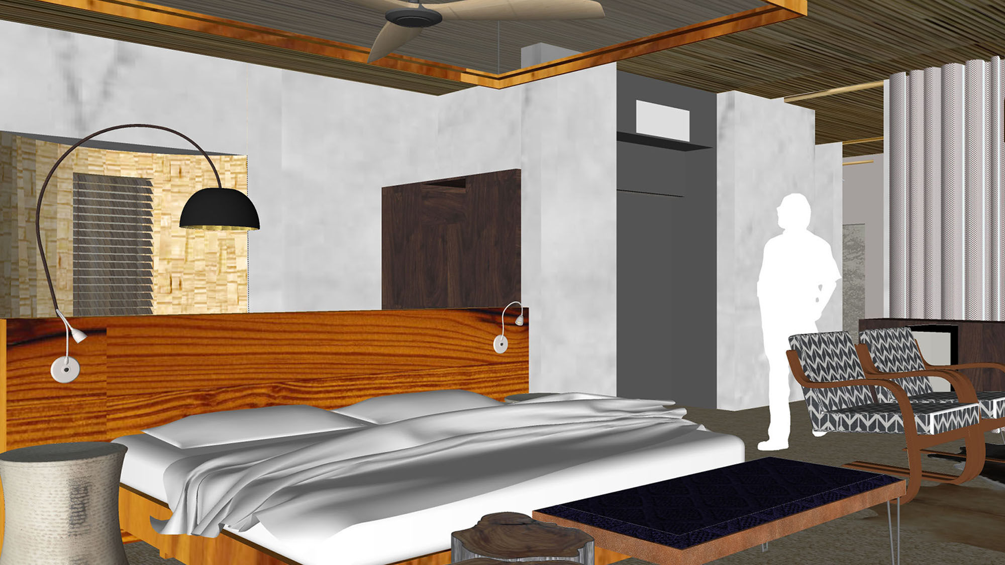 A rendering of a suite at AndBeyond's Matetsi River Lodge.