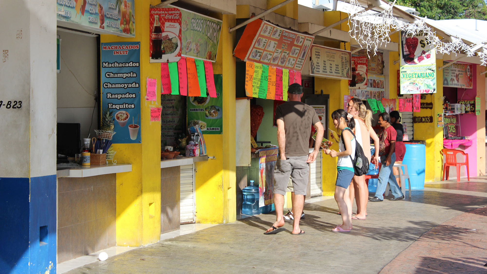 Food booths at Parque Las Palapas.