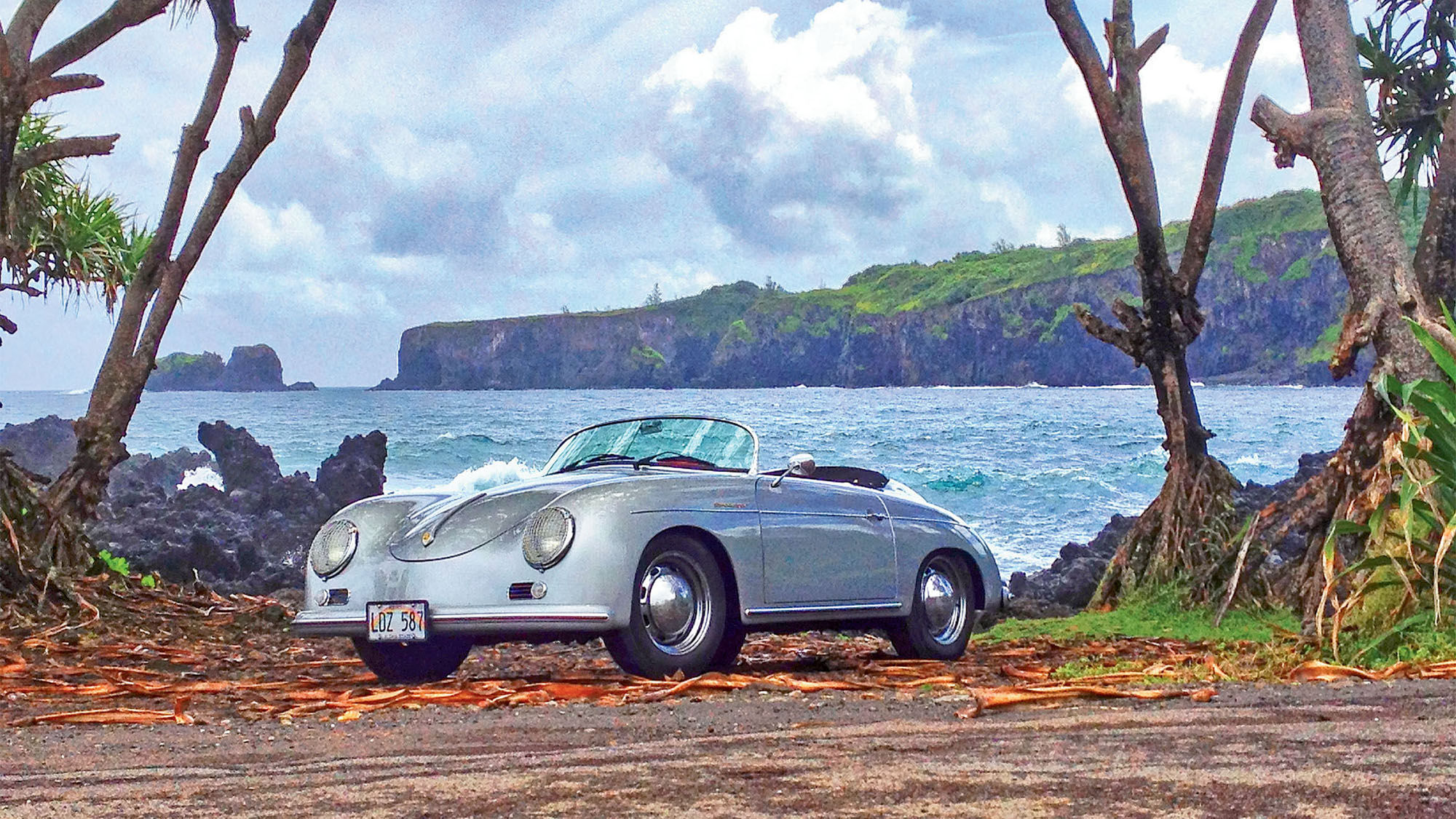 The Hotel Wailea’s Suite Getaway for Two includes four hours in a two-passenger, manual transmission 1957 Porsche 356 Speedster reproduction.