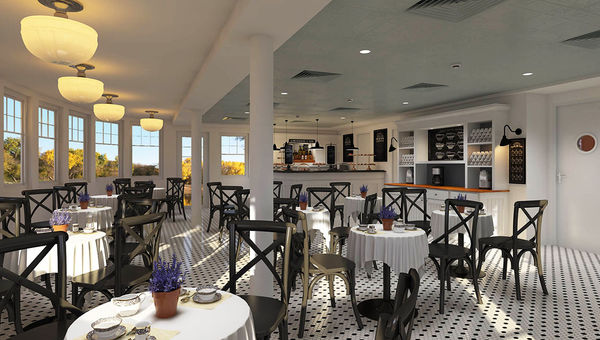 A rendering of the French-style bistro on the Louisiane. A rendering of the French-style bistro on the Louisiane.