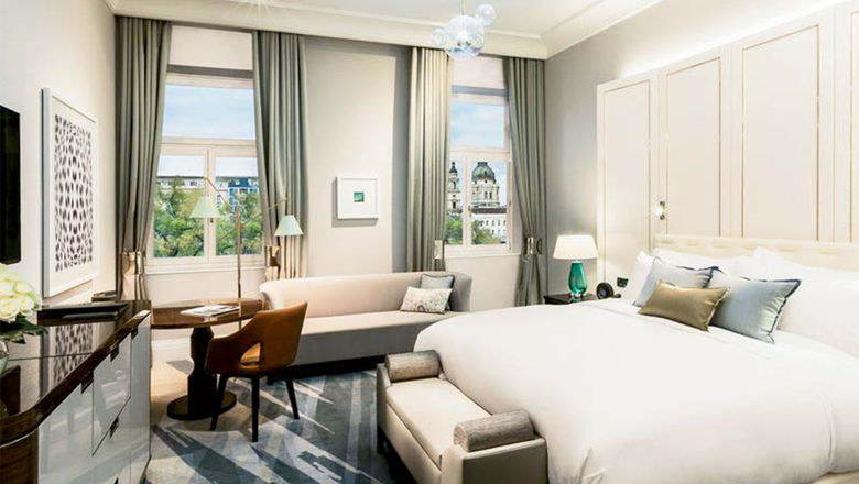 A guestroom at the Ritz-Carlton Budapest.