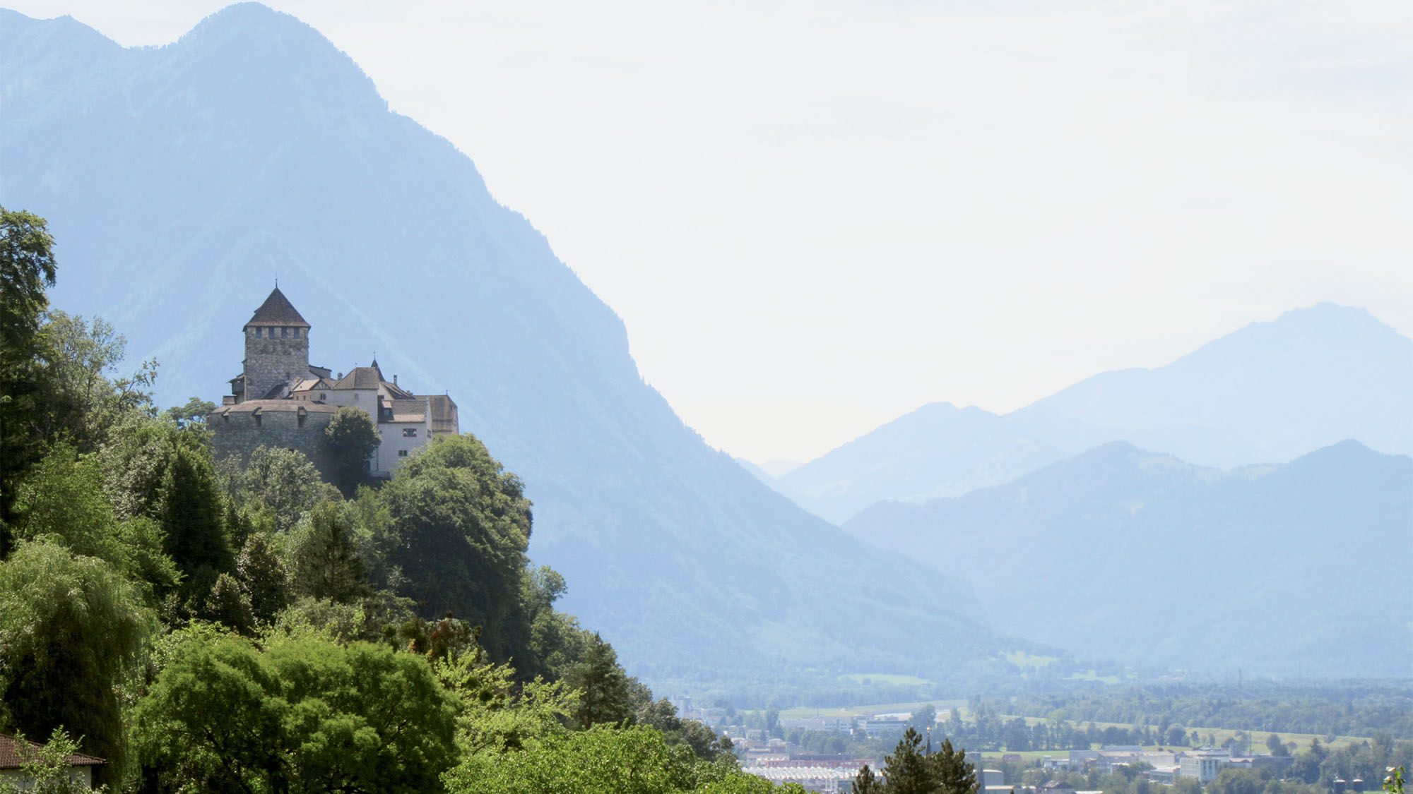 The castle in Vaduz, Liechtenstein, overlooks the city and is home to Prince Hans-Adam II.