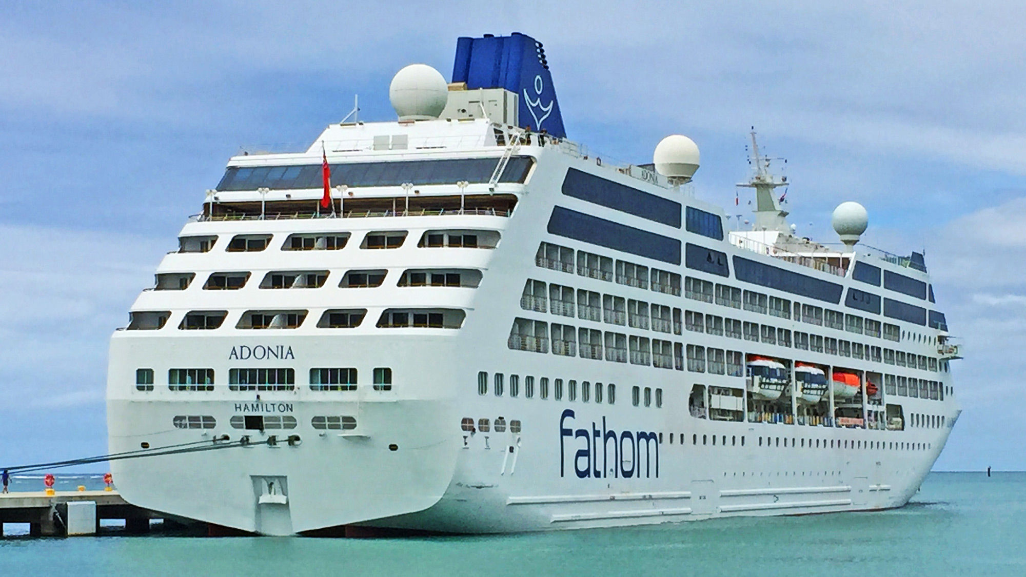 The Adonia, docked in the Dominican Republic when it sailed for Fathom.