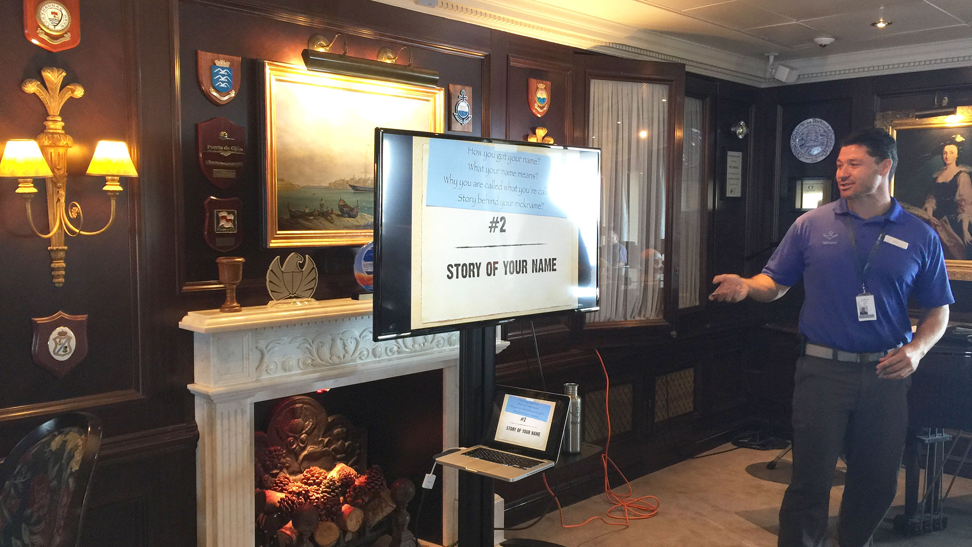 Impact guide Gil Lang tells Fathom passengers how to improve their storytelling skills.