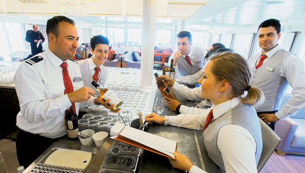 Viking staffers run through the bar selections onboard while preparing for the 2016 river cruise season. Viking has six campuses that it uses to train its crew. Richard Marnell, Viking’s senior vice president of marketing, said the line has a crew retention rate of just over 90%. Viking staffers run through the bar selections onboard while preparing for the 2016 river cruise season. Viking has six campuses that it uses to train its crew. Richard Marnell, Viking’s senior vice president of marketing, said the line has a crew retention rate of just over 90%.