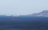 A view from a balcony at the Westin Playa Bonita as ships pass through the Panama Canal.