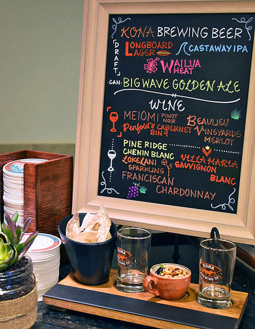 he complimentary cocktail menu includes a selection of wines and local beers. he complimentary cocktail menu includes a selection of wines and local beers.